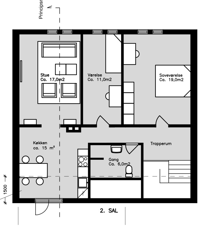 Plantegning – 2. sal – Bredgade 8 · 2. sal